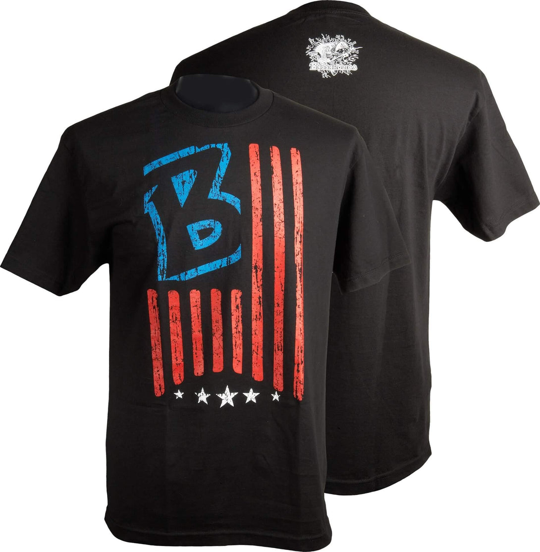 B America Bass Fishing T-Shirt Black & Red / L